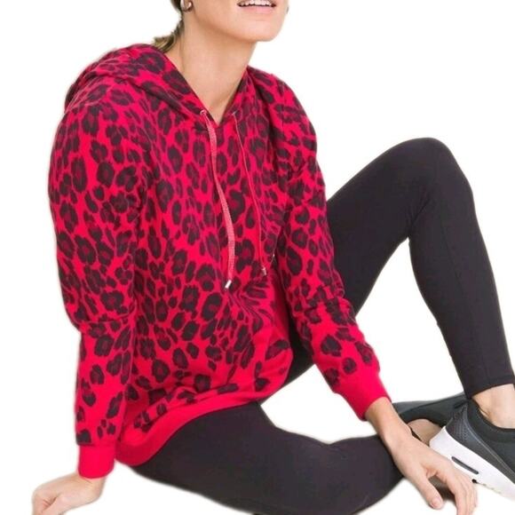 Zenergy By Chico’s~Woman Sz 4(20/22)~Hoodie Animal Print Hood Long Sleeve Pocket - Picture 1 of 16
